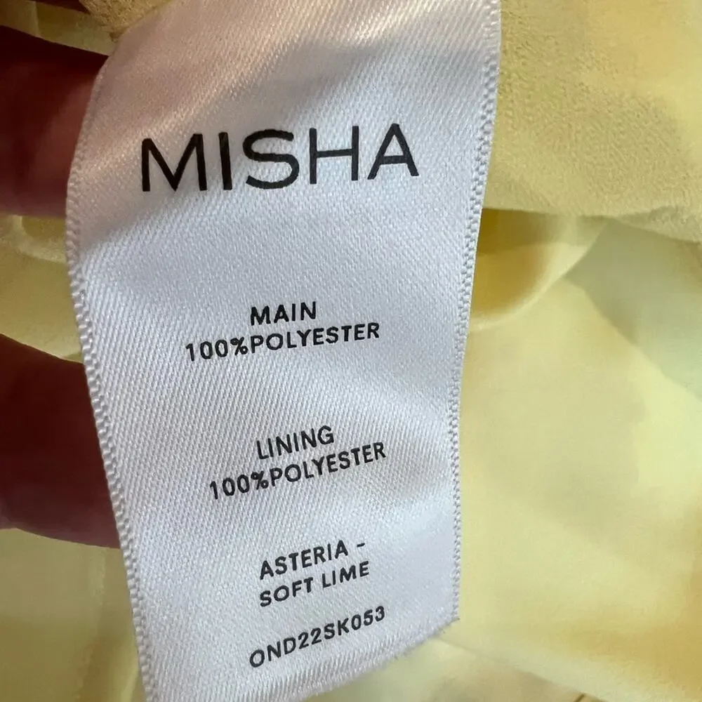 Misha collection gathered front chiffon midi skirt‎ yellow, NWT size 6